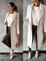 Annika Double-Breasted Long Winter Coat with Gold Buttons