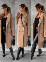 Annika Double-Breasted Long Winter Coat with Gold Buttons