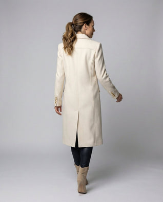 Annika Double-Breasted Long Winter Coat with Gold Buttons