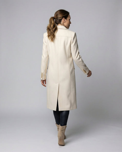 Annika Double-Breasted Long Winter Coat with Gold Buttons