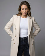 Annika Double-Breasted Long Winter Coat with Gold Buttons