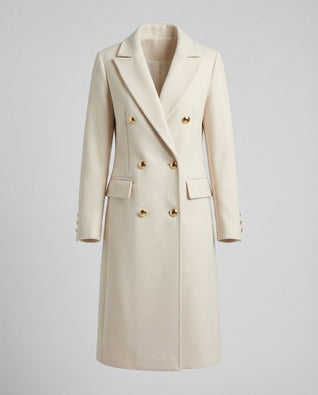 Annika Double-Breasted Long Winter Coat with Gold Buttons