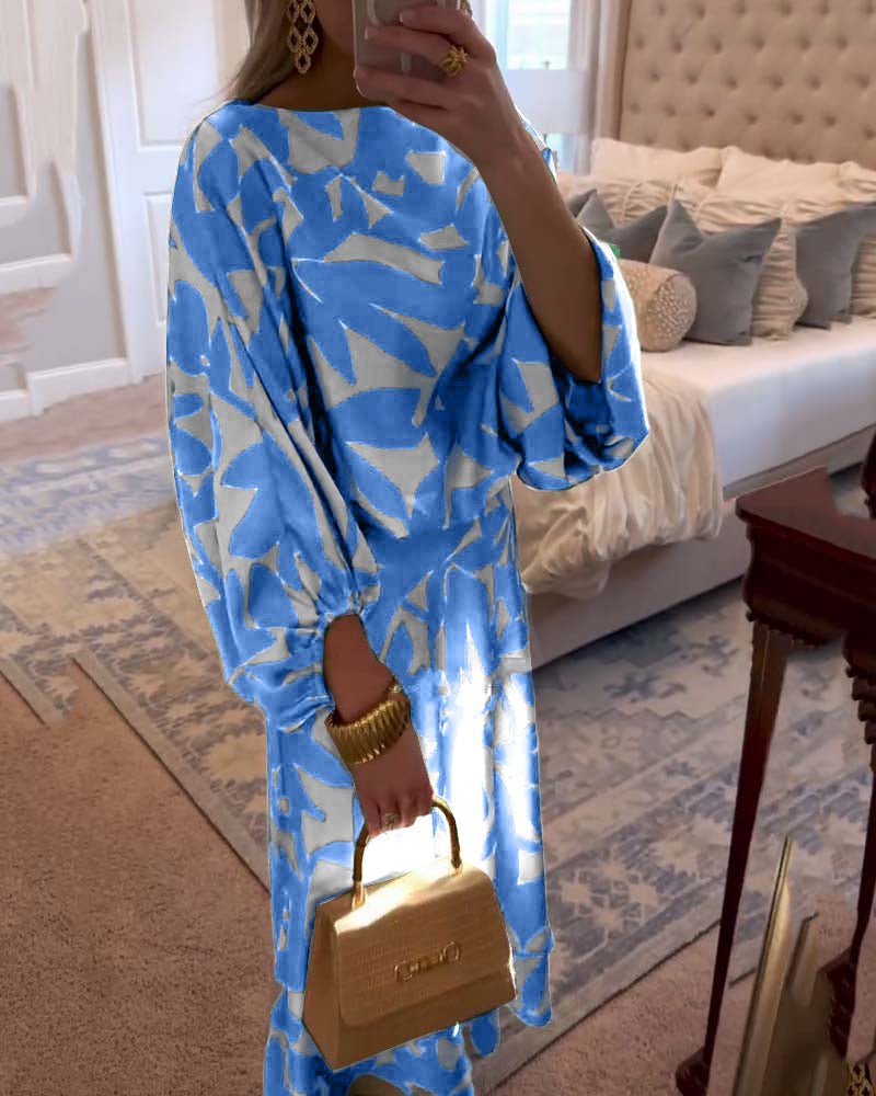 Mia Two-Piece Floral Lantern Sleeve Set