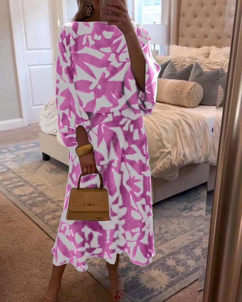 Mia Two-Piece Floral Lantern Sleeve Set