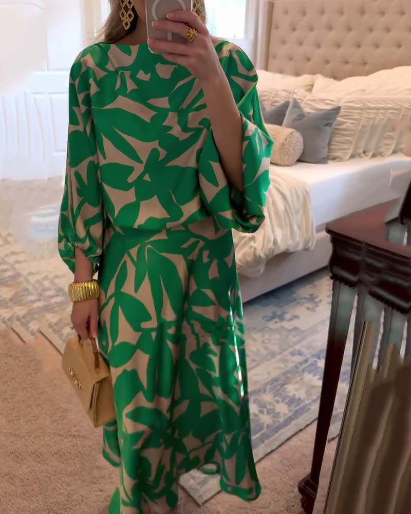 Mia Two-Piece Floral Lantern Sleeve Set