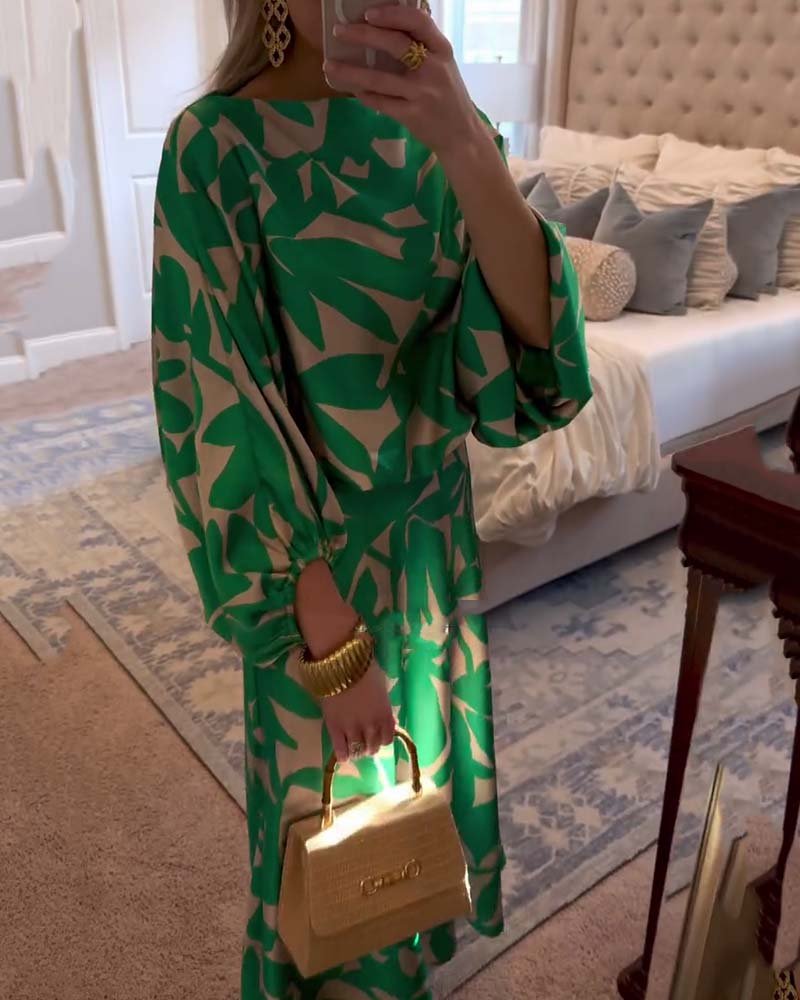Mia Two-Piece Floral Lantern Sleeve Set
