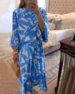 Mia Two-Piece Floral Lantern Sleeve Set