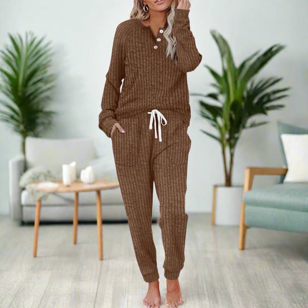 Annika Ribbed Long Sleeve Loungewear Set