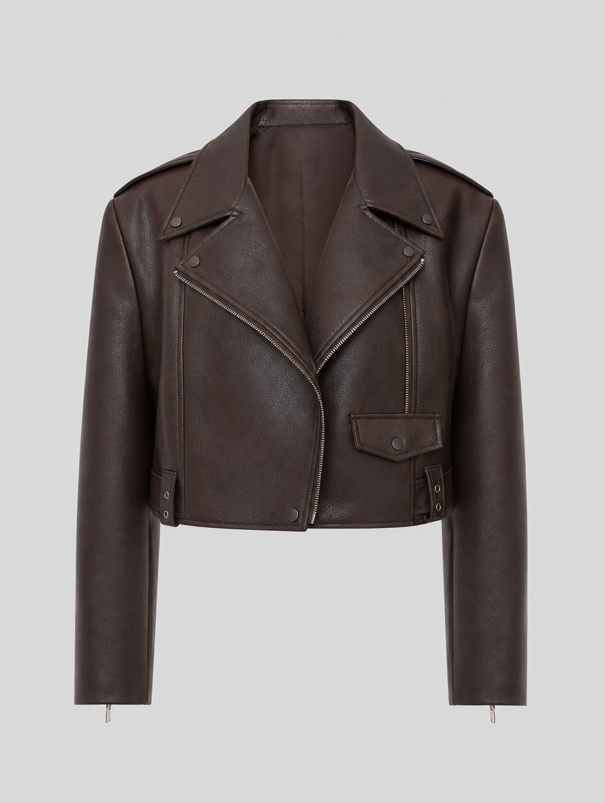 Danbury Faux Leather Jacket in brown