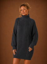 Women's Turtleneck Sweater Dress - Pullover Knit Dress | Areleon