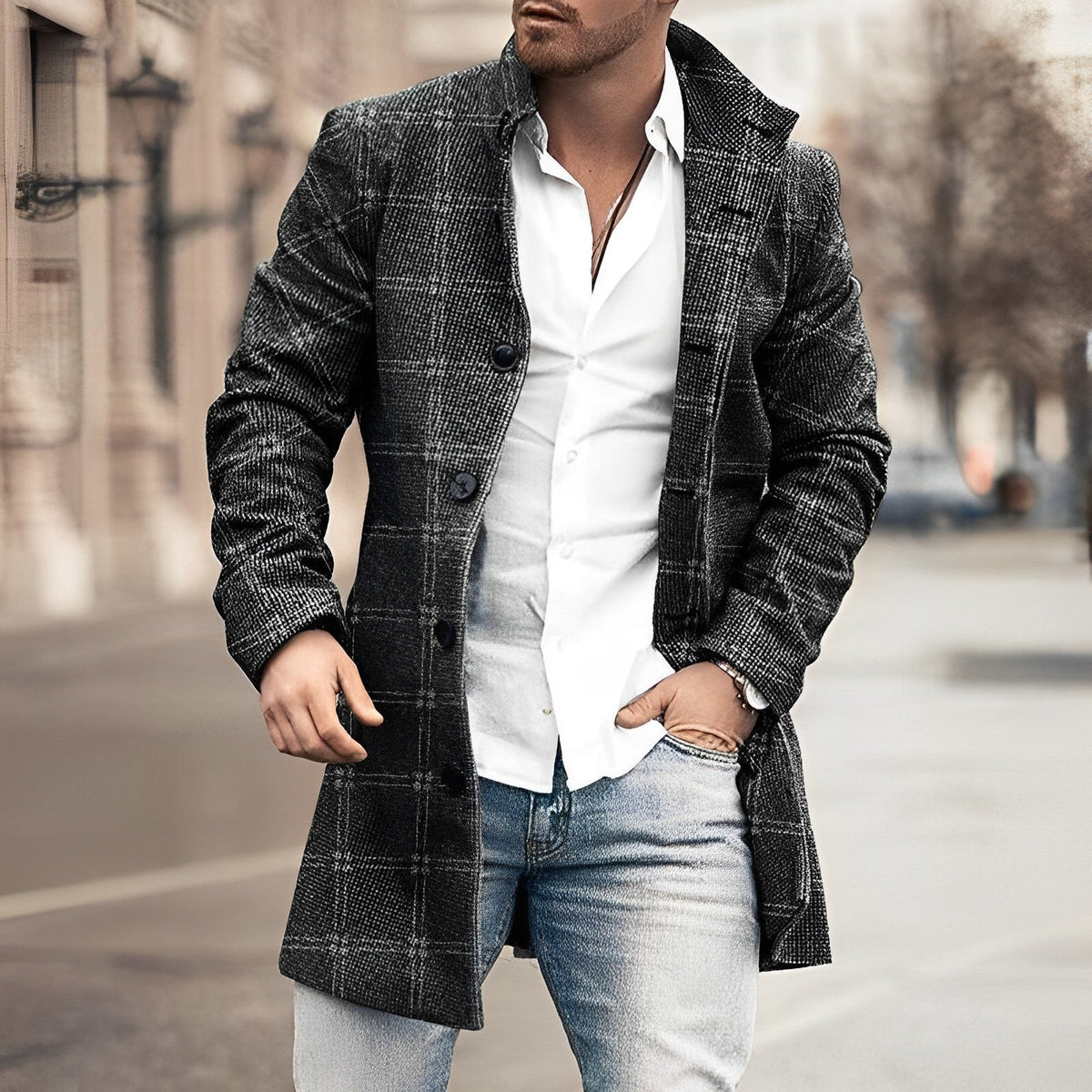 Michael Classic Long Button-Front Coat