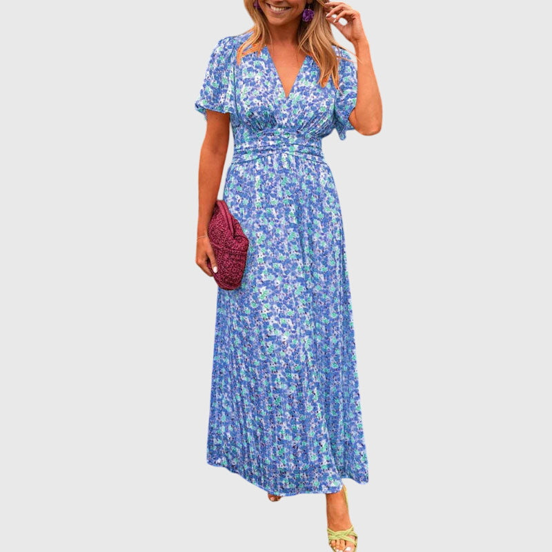 Regine Floral Short-Sleeve Maxi Dress