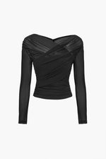 Susanne Ruched Mesh Long-Sleeve Top