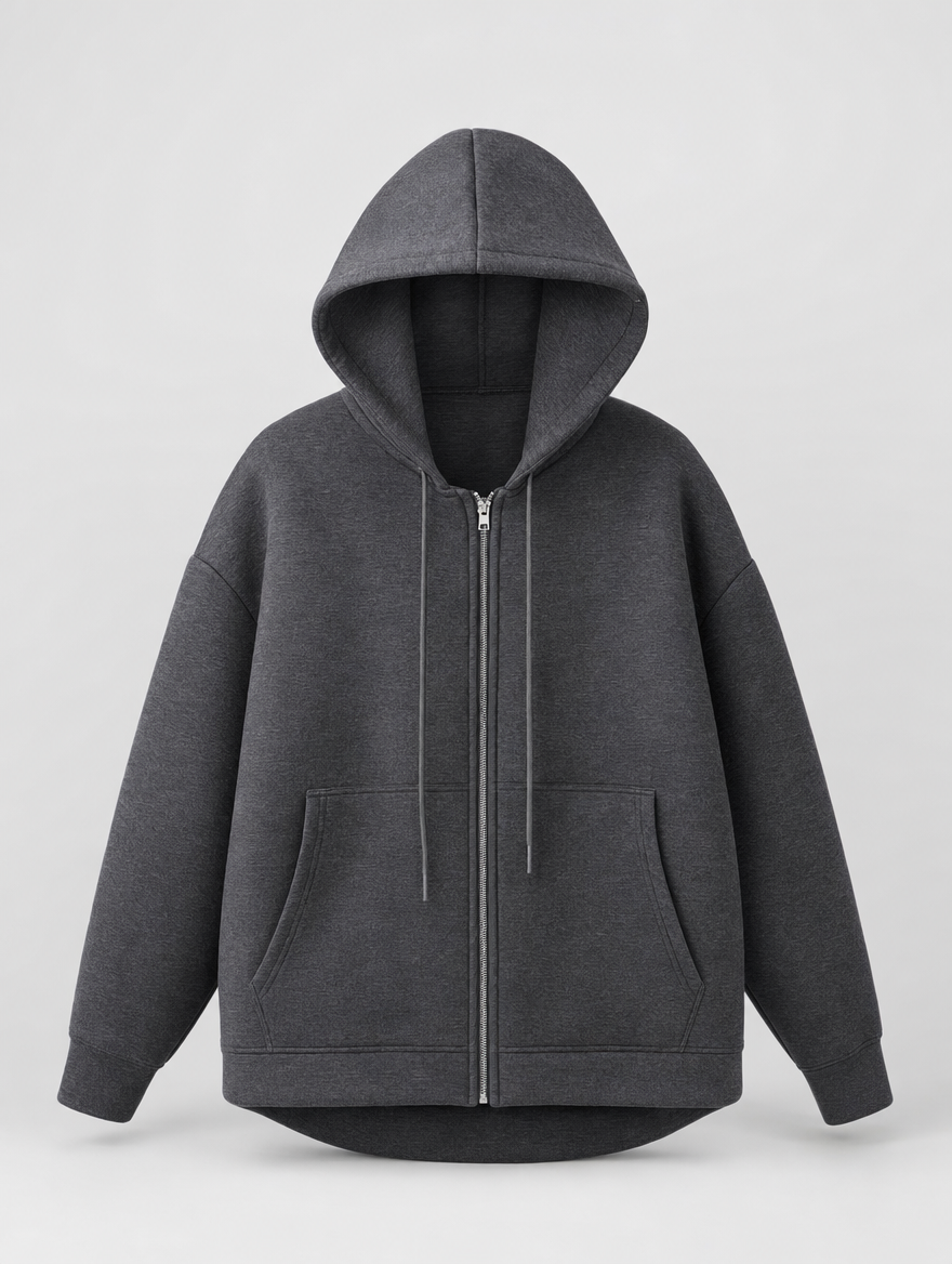 Denby Hooded Zip Jacket in dark gray, product shot
