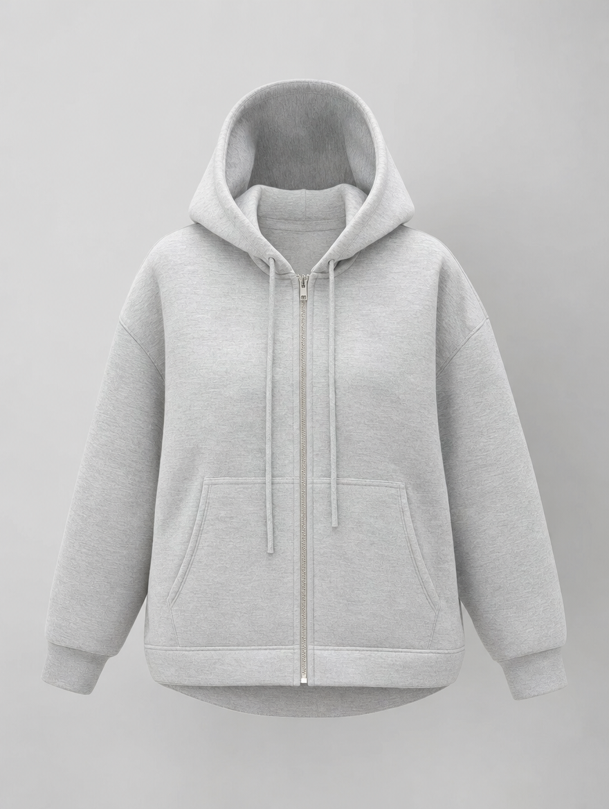 Denby Hooded Zip Jacket in light gray, product shot