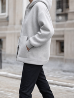Denby Hooded Zip Jacket in light gray, side view