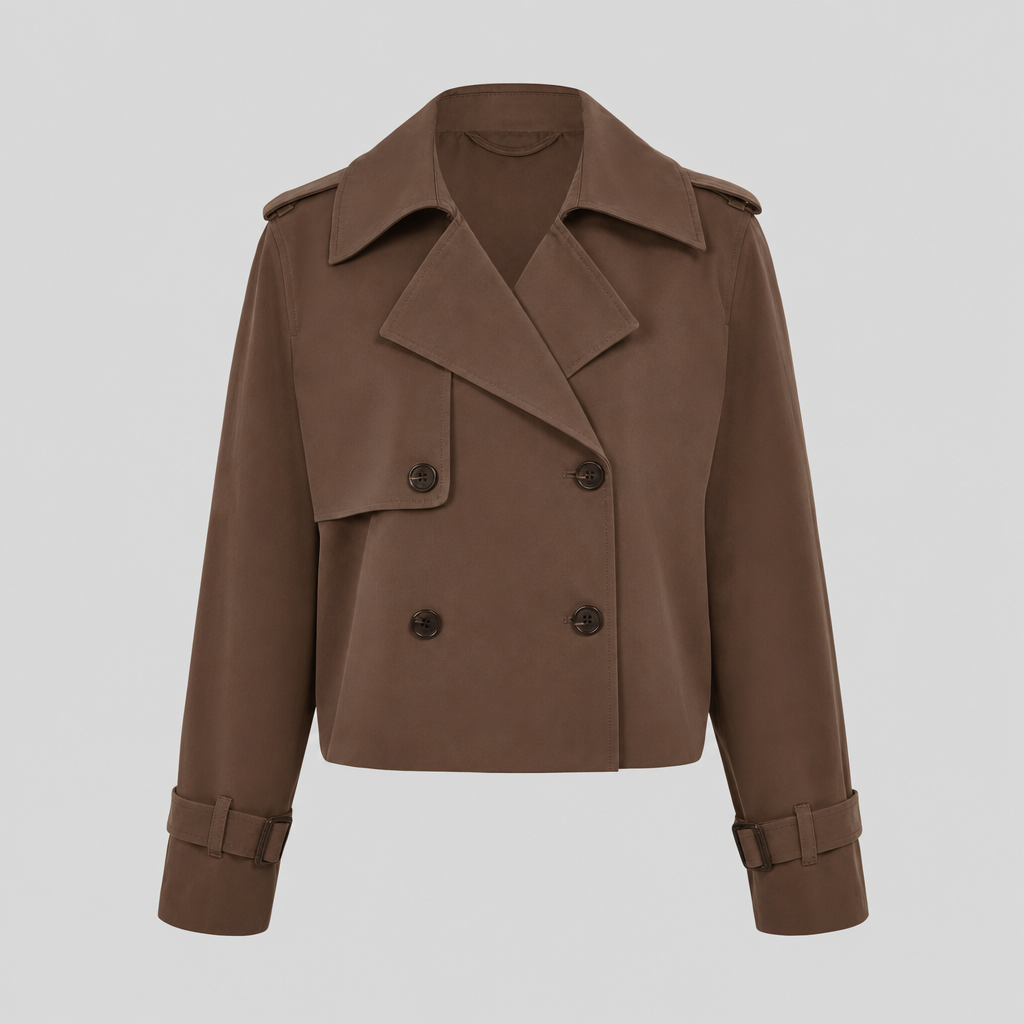 Dorney Vintage Cropped Trench in brown, product shot