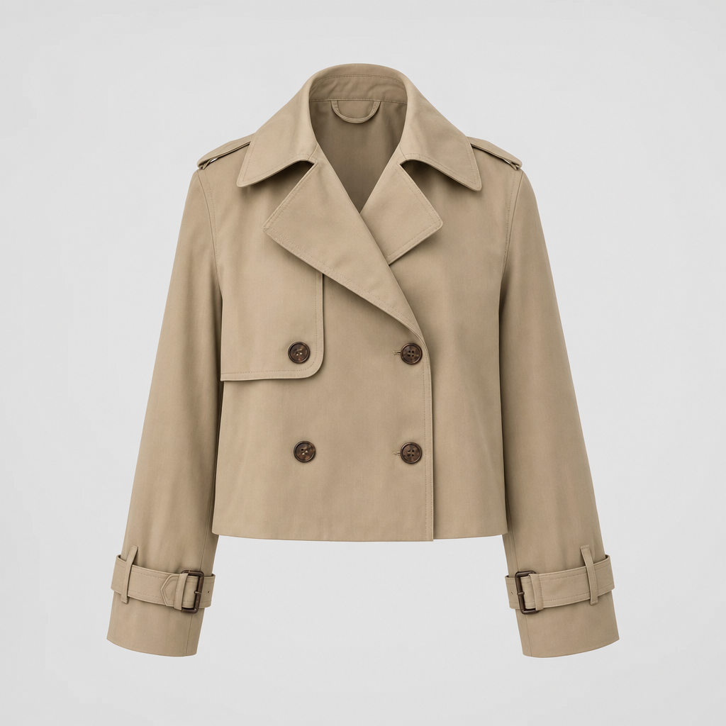 Dorney Vintage Cropped Trench in khaki, product shot