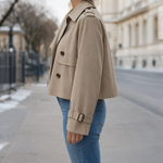 Dorney Vintage Cropped Trench in khaki, side view