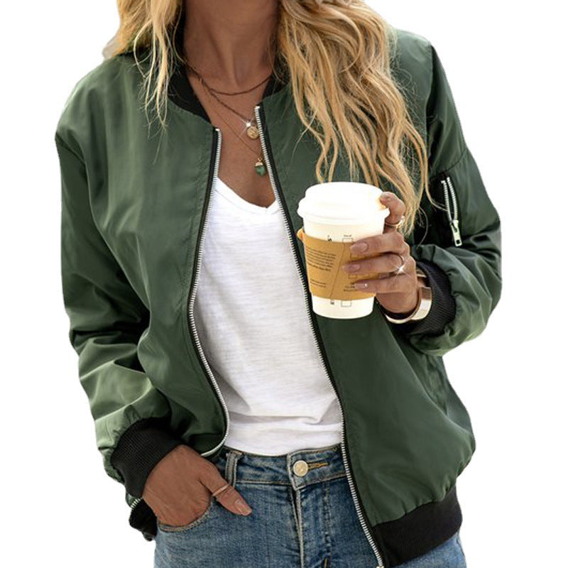Annika Classic Zip-Front Bomber Jacket