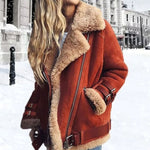 Hannah Drune Suede Shearling Biker Jacket with Buckles