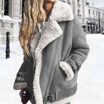 Hannah Drune Suede Shearling Biker Jacket with Buckles