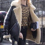 Hannah Drune Suede Shearling Biker Jacket with Buckles