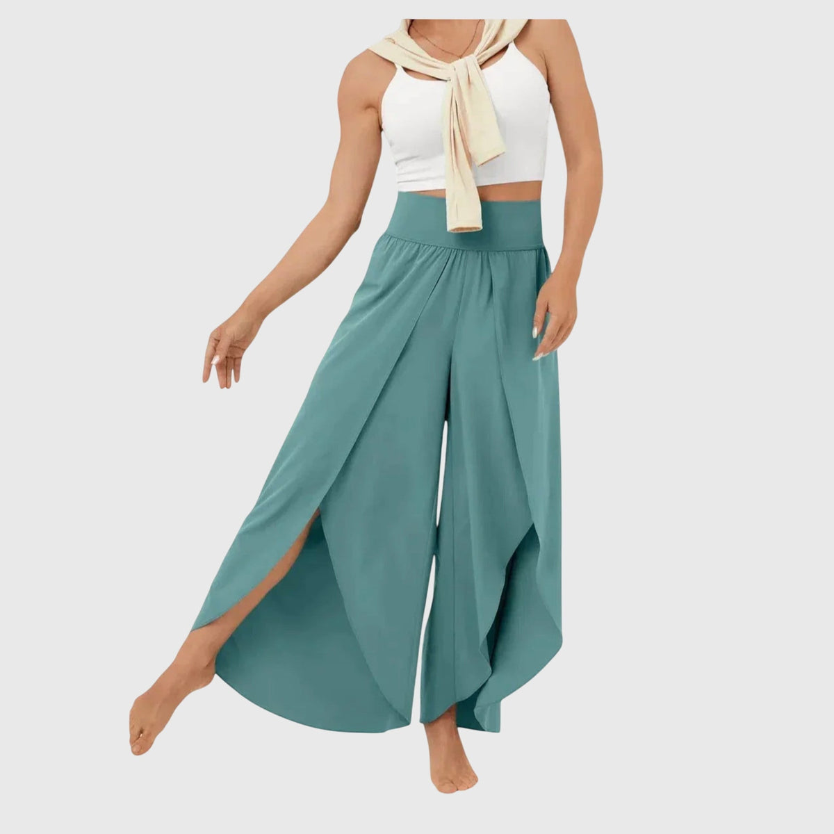 Magdalena Wide-Leg Boho Slit Pants