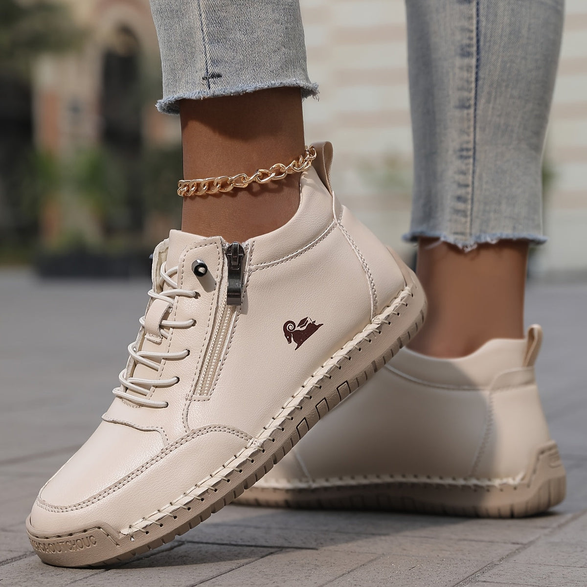 Bettina Comfort Lace-Up Sneakers with Side Zip