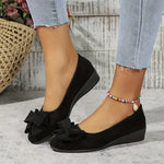 Maisie | Suede Bow Detail Wedge Ballet Flats