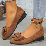 Maisie | Suede Bow Detail Wedge Ballet Flats