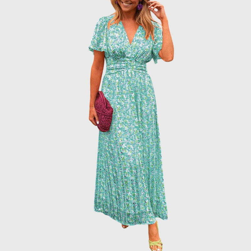 Regine Floral Short-Sleeve Maxi Dress