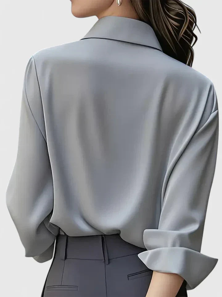Anja Satin Button-Up Blouse
