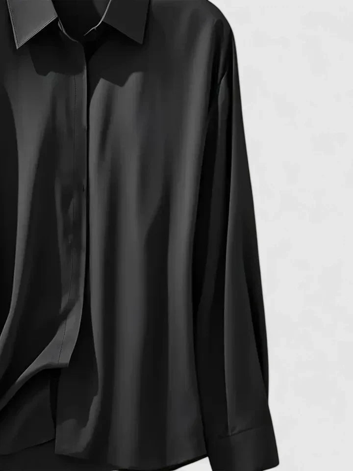 Anja Satin Button-Up Blouse
