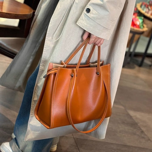 Marie Elegant Vegan Leather Minimalist Tote Bag