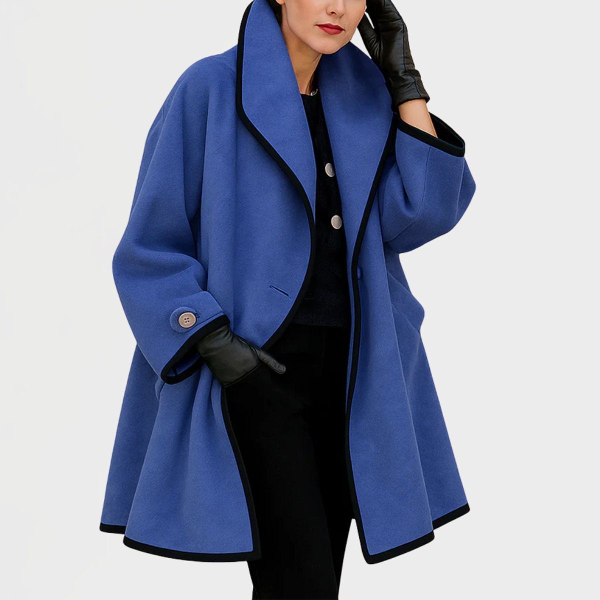 Clara Contrast Trim Button Coat