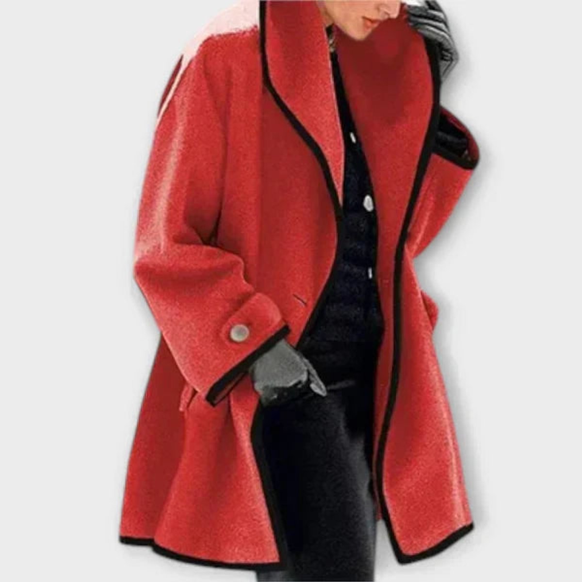 Clara Contrast Trim Button Coat