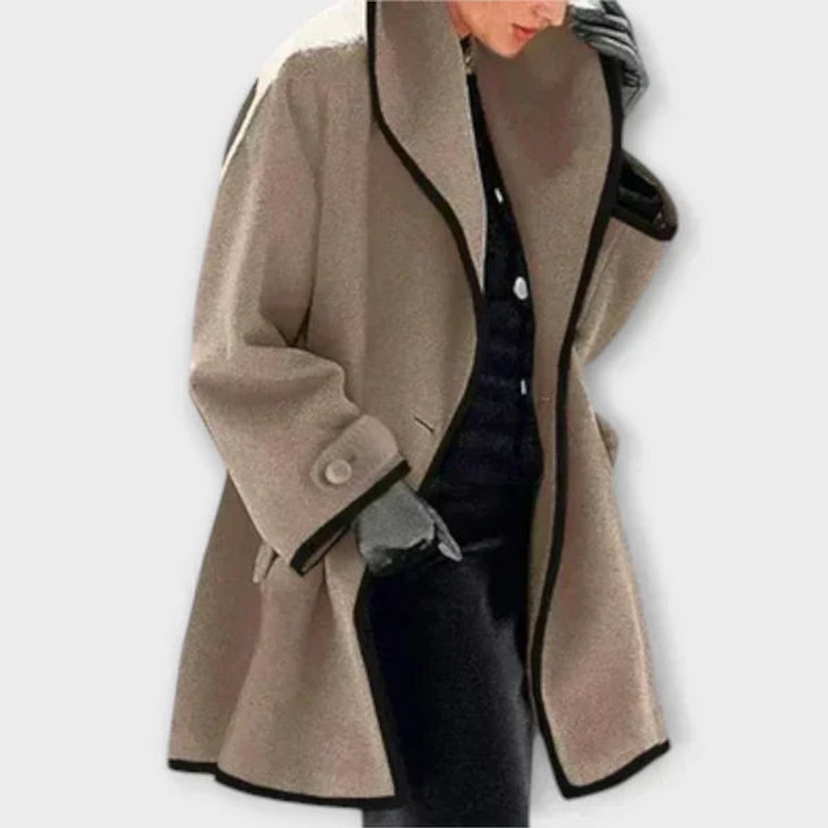 Clara Contrast Trim Button Coat