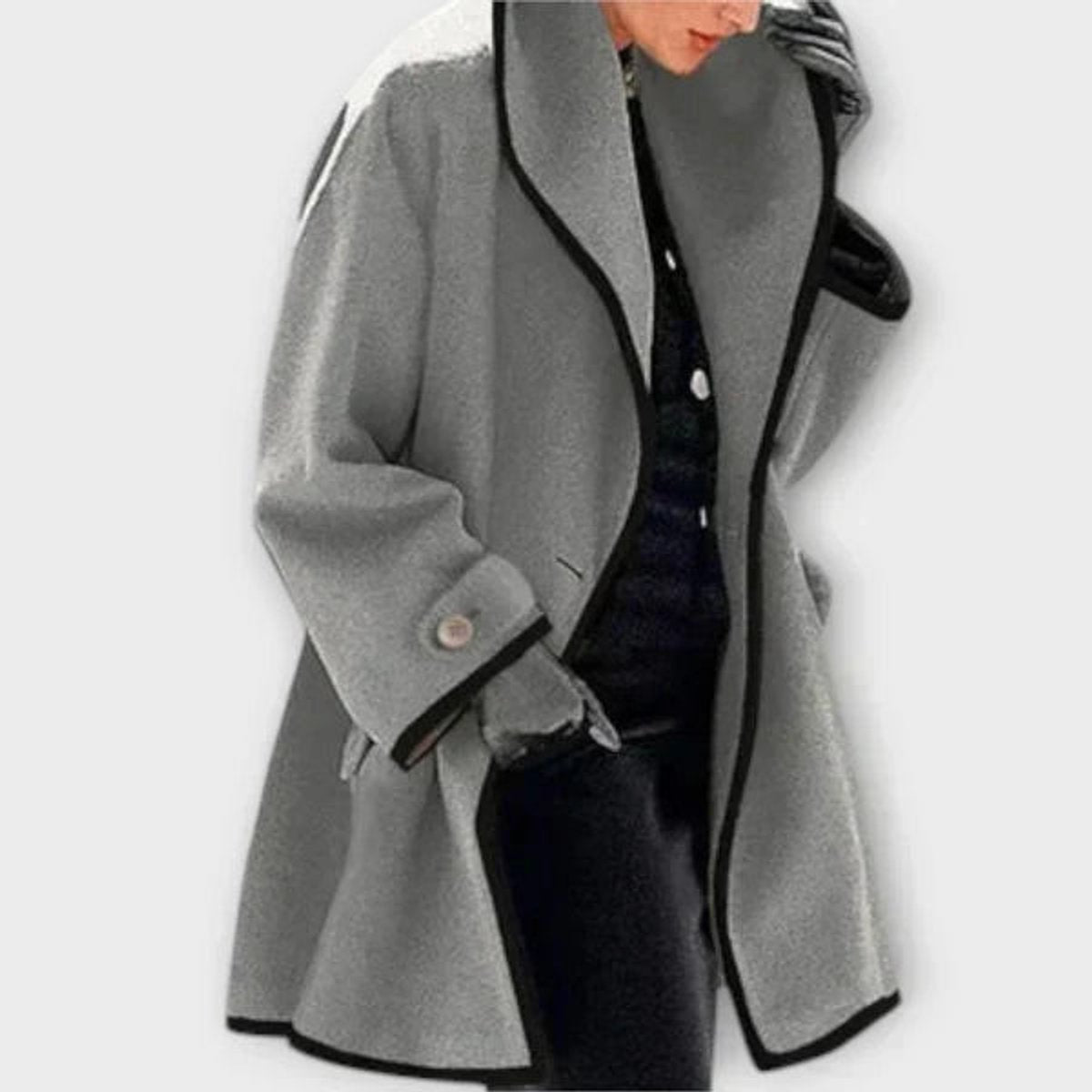 Clara Contrast Trim Button Coat
