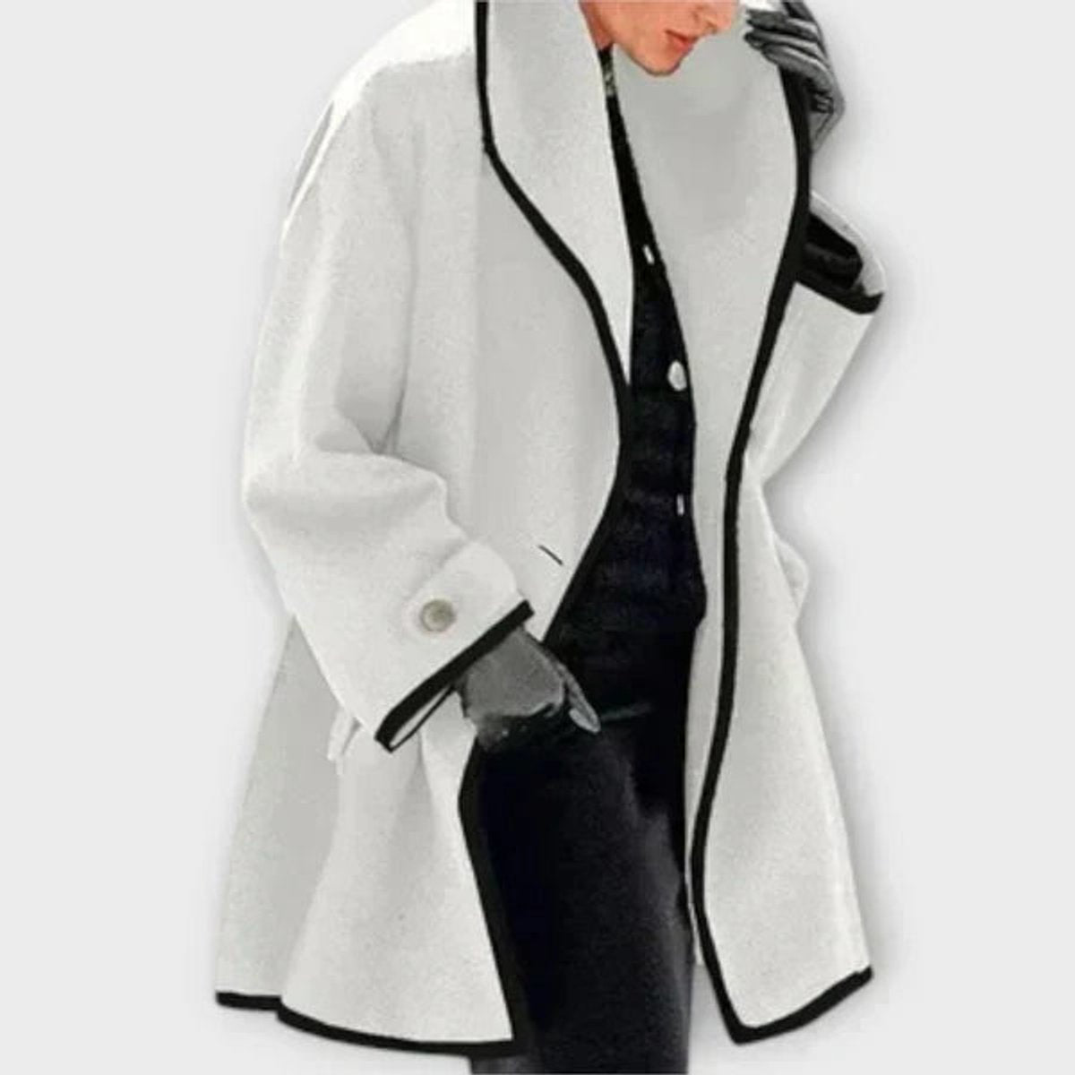 Clara Contrast Trim Button Coat