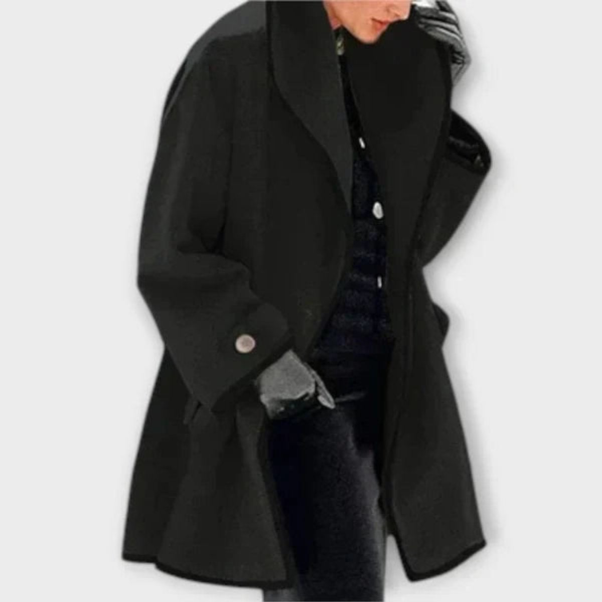 Clara Contrast Trim Button Coat