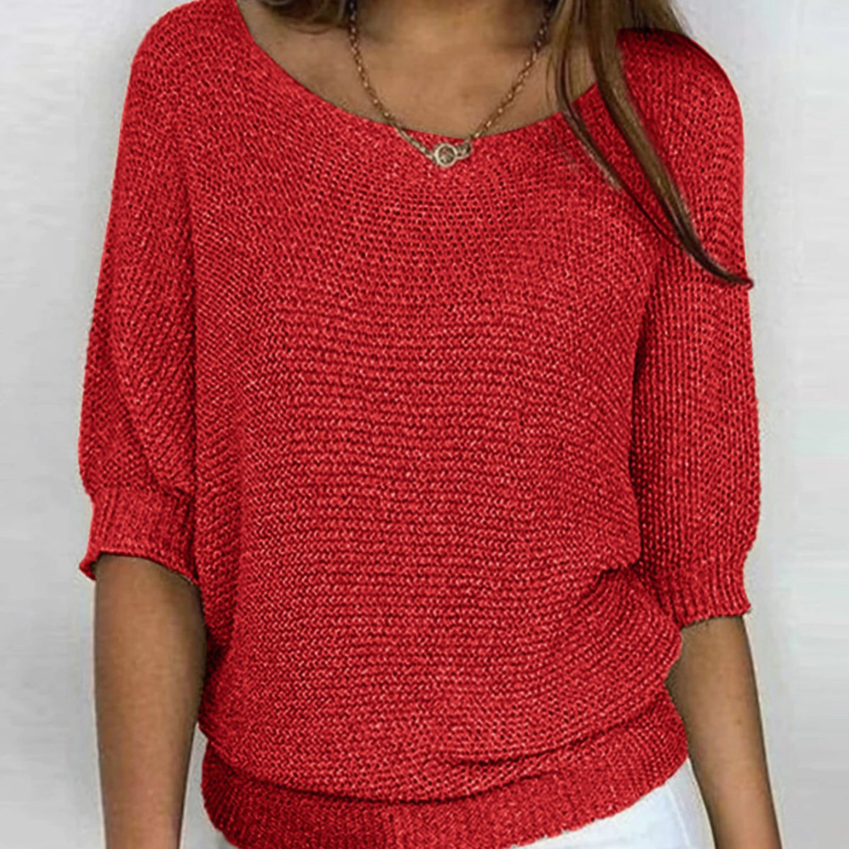 Mia Relaxed Knit Sweater with Crew Neck