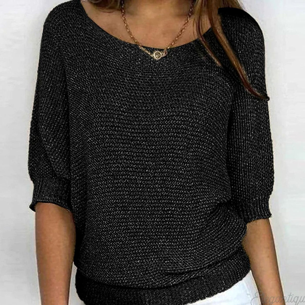Mia Relaxed Knit Sweater with Crew Neck