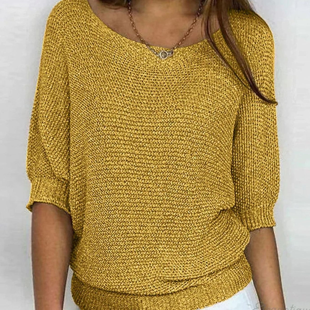 Mia Relaxed Knit Sweater with Crew Neck