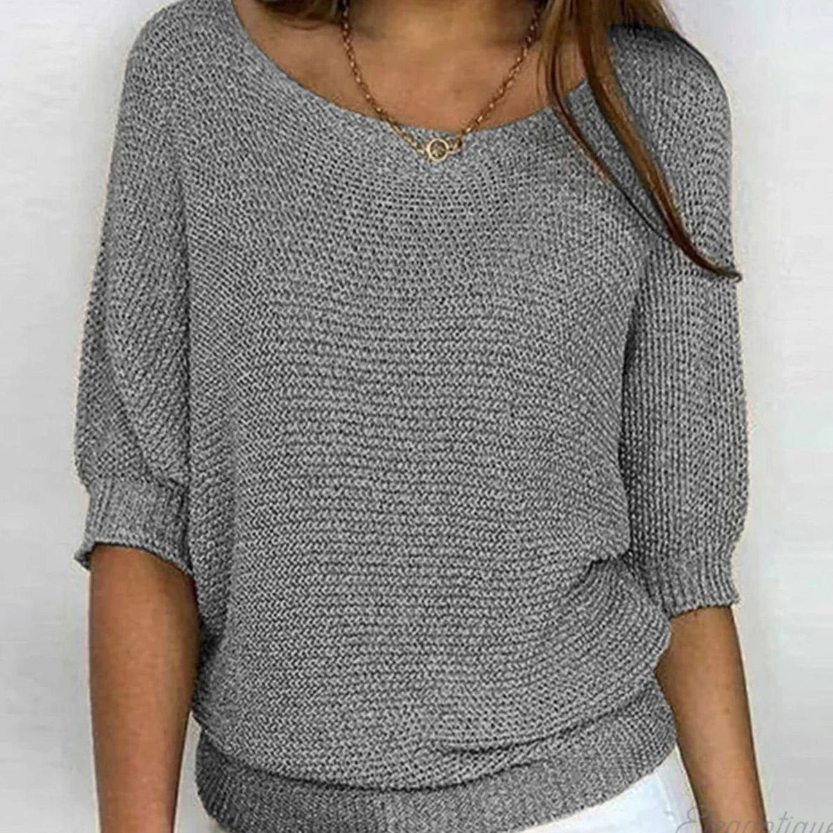 Mia Relaxed Knit Sweater with Crew Neck