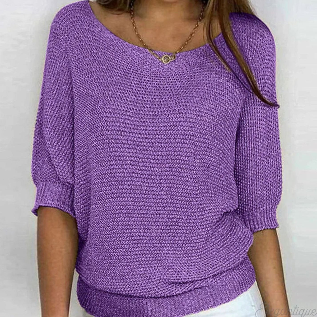 Mia Relaxed Knit Sweater with Crew Neck