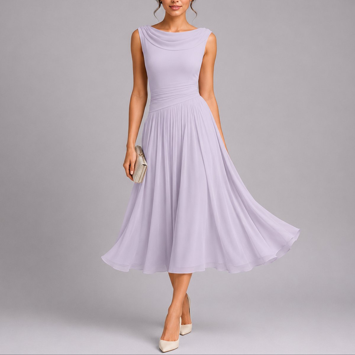 Elfriede Pleated Midi Wedding Guest Dress