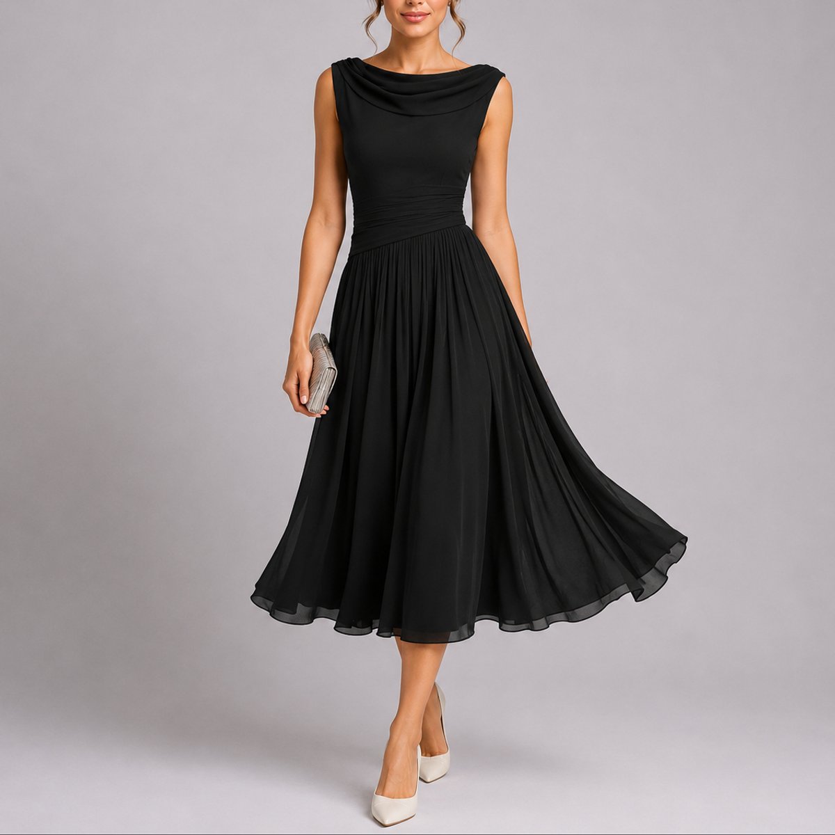 Elfriede Pleated Midi Wedding Guest Dress
