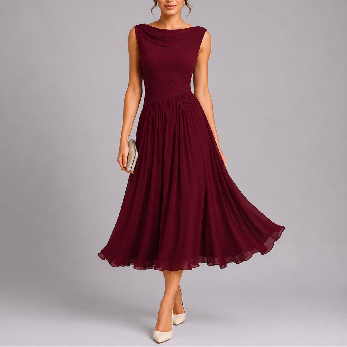Elfriede Pleated Midi Wedding Guest Dress