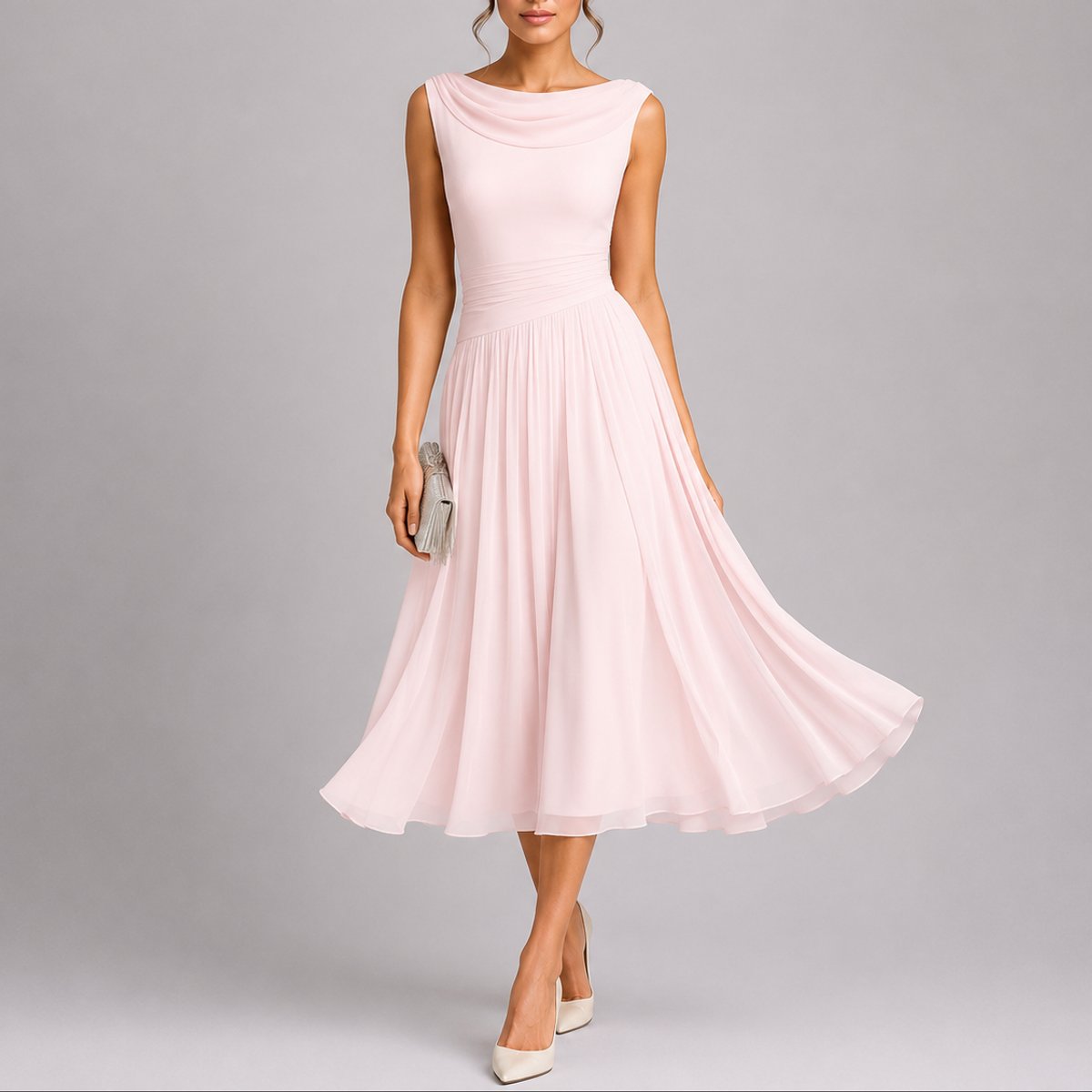 Elfriede Pleated Midi Wedding Guest Dress